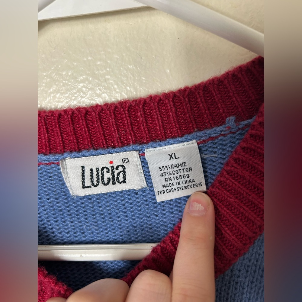 Vintage Lucia apple orchard farm intarsia knit cardigan womens XL novelty - Picture 7 of 7